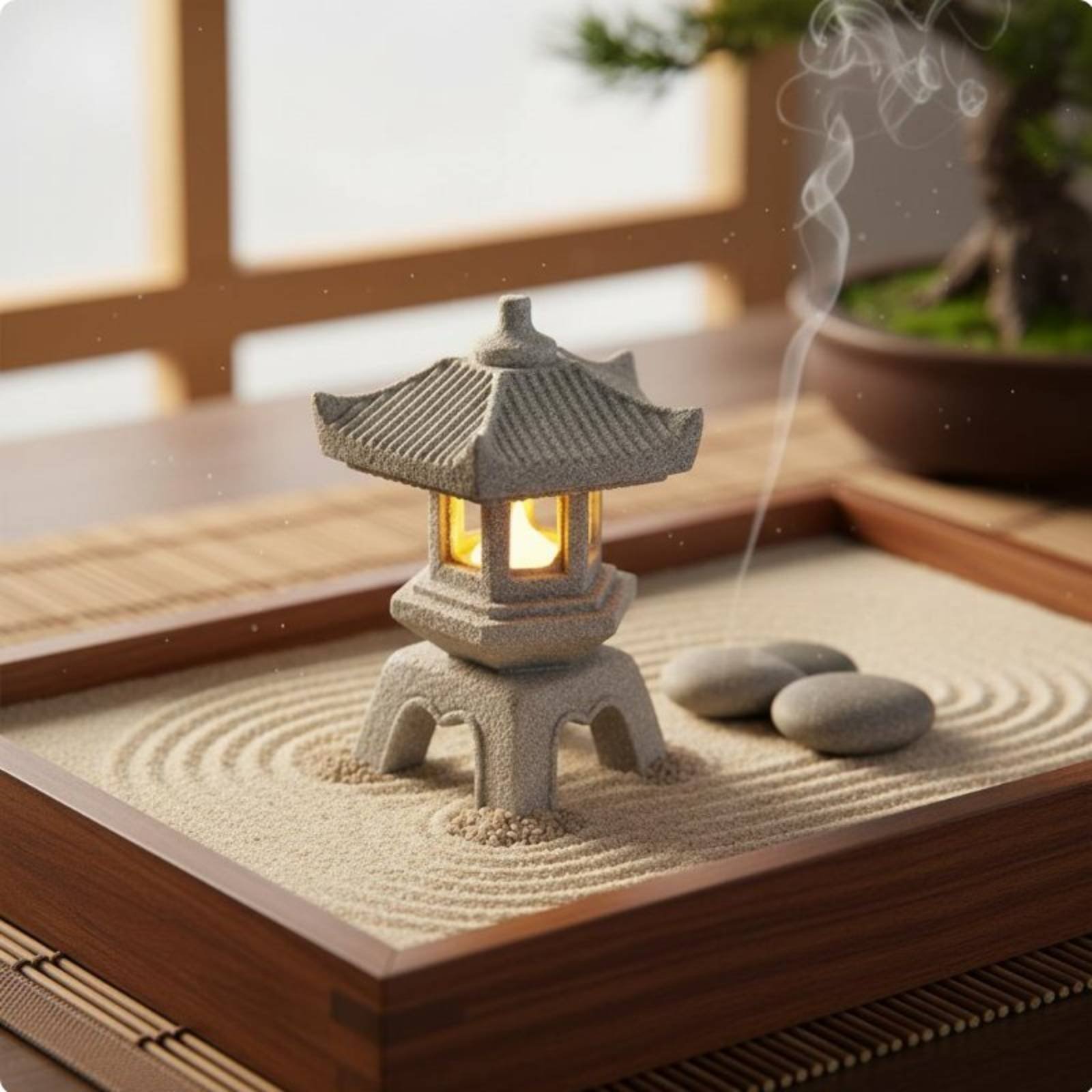 فانوس حجري مصغر بتشطيب عتيق لت - مراجعة Japanese Garden Bonsai وسعره