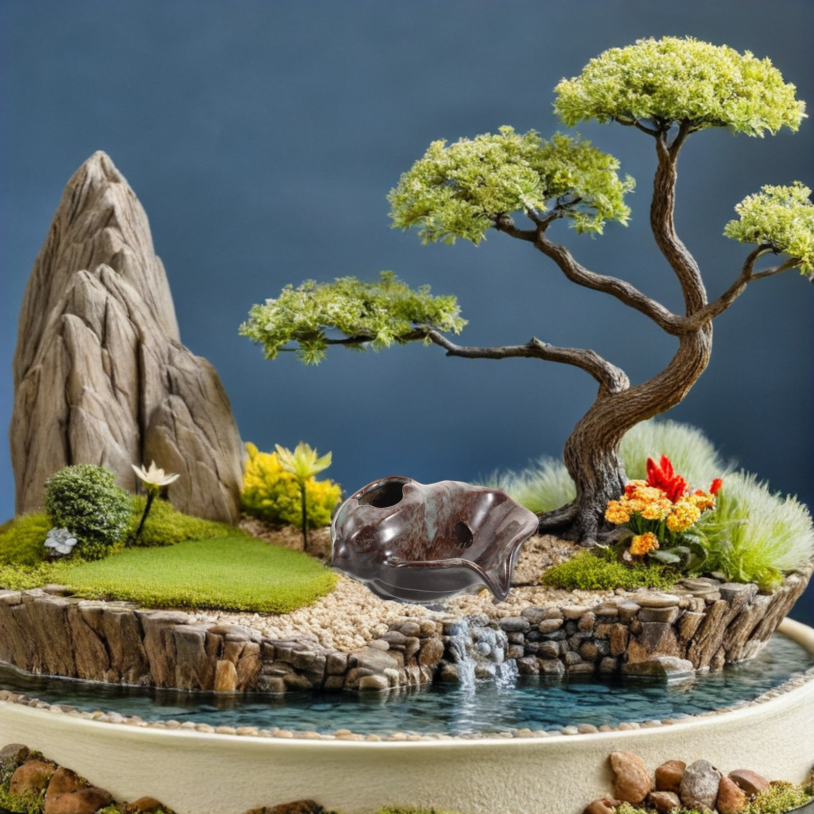 نافورة سيراميك على شكل جرة مع  - مراجعة Bonsai Garden Design وسعره