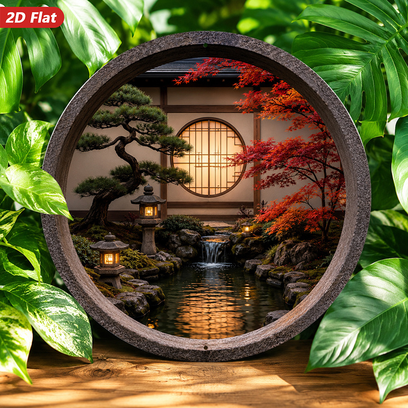 لوحة جدارية معدنية دائرية مسطح - مراجعة Japanese Garden Bonsai وسعره