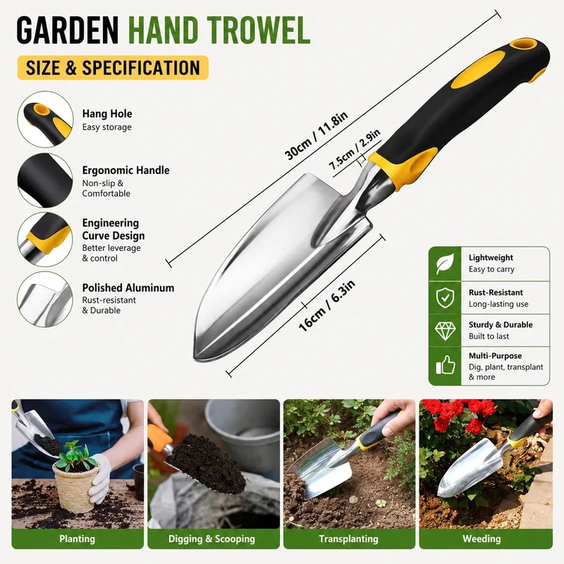مجرفة يدوية من الفولاذ المقاوم - مراجعة Soil Scoop Tool وسعره